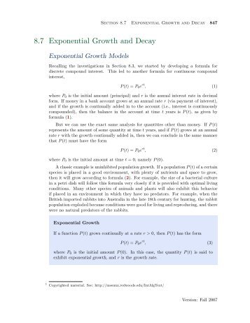 8.7 Exponential Growth and Decay