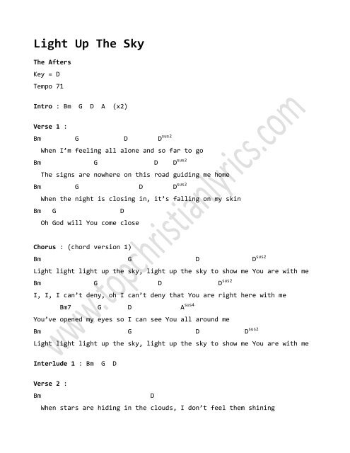 Light Up The Sky chords - Christian Lyrics