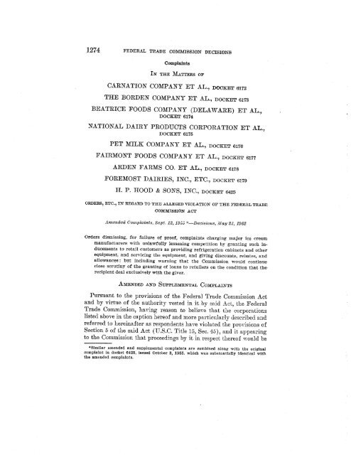 Volume 60: Pages 1274-1401 - Federal Trade Commission