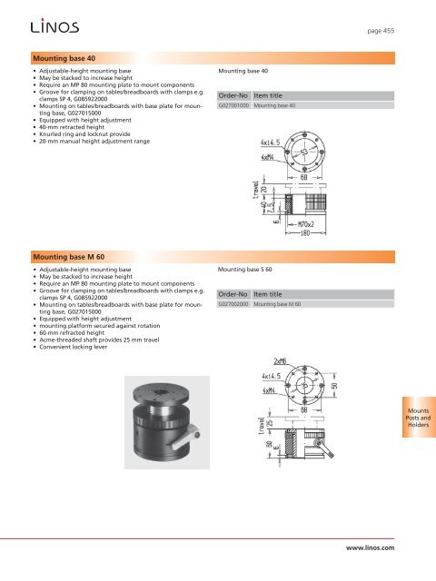 Mounts, Posts and Holders - WinLens