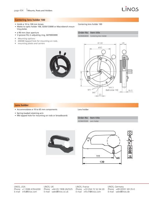 Mounts, Posts and Holders - WinLens