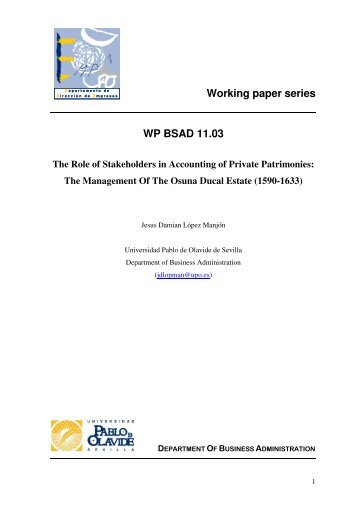 Working paper series WP BSAD 11.03 - Universidad Pablo de Olavide