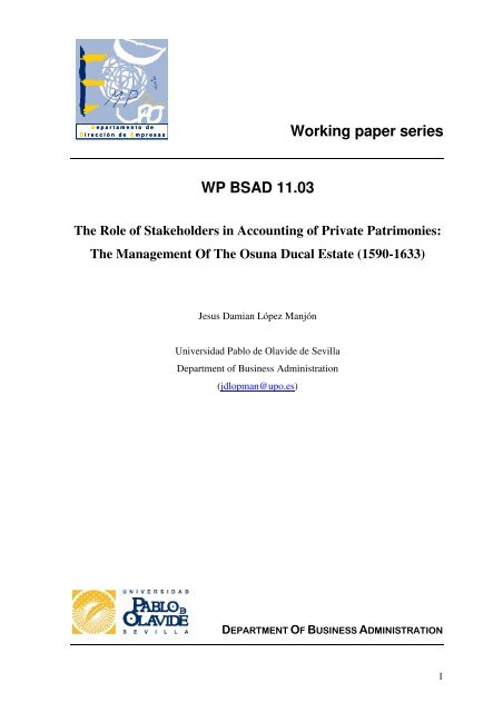 Working paper series WP BSAD 11.03 - Universidad Pablo de Olavide