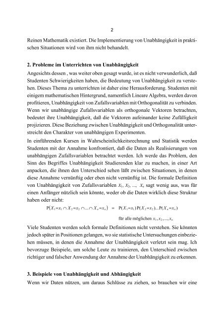 Henrik Dahl: UnabhÃ¤ngigkeit Unterrichten - Stochastik in der Schule