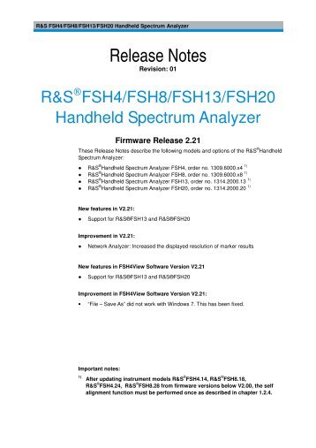 Release Notes - Rohde & Schwarz