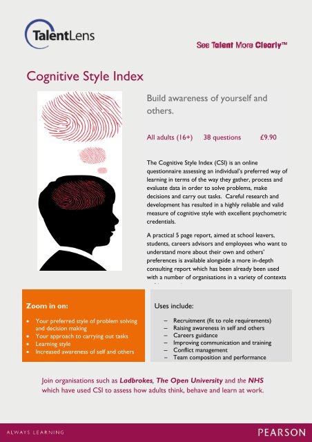 Cognitive Style Index - TalentLens