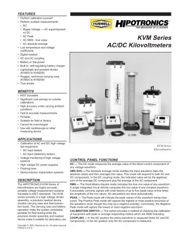View Hipotronics KVM200D Specifications - TekNet Electronics