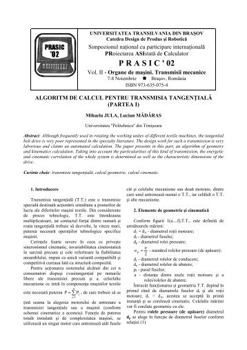 algoritm de calcul pentru transmisia tangentiala (partea i)