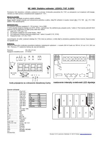 NE 046V DigitÃ¡lny voltmeter LED/ICL 7107 0-200V - Sos electronic ...