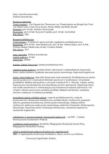 dr hab Elżbieta SIEROSŁAWSKA
