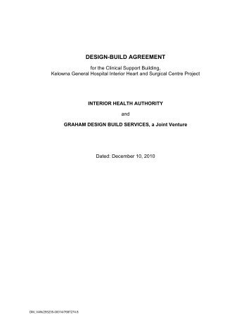 DESIGN-BUILD AGREEMENT - Partnerships British Columbia