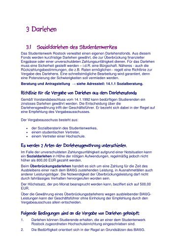 3 Darlehen - Studentenwerk Rostock