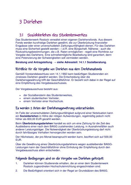 3 Darlehen - Studentenwerk Rostock