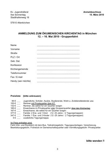 Anmeldeformular - Evangelischer Kirchenkreis Altenkirchen