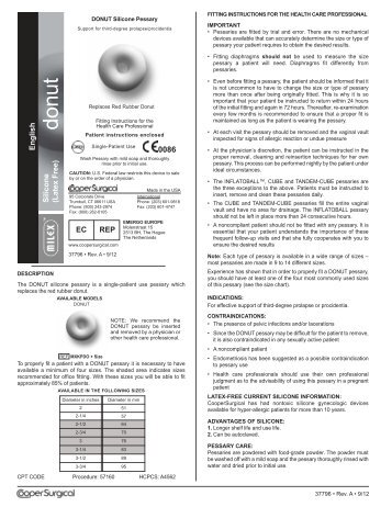 English EC REP 0086 Silicone (Latex Free) - CooperSurgical