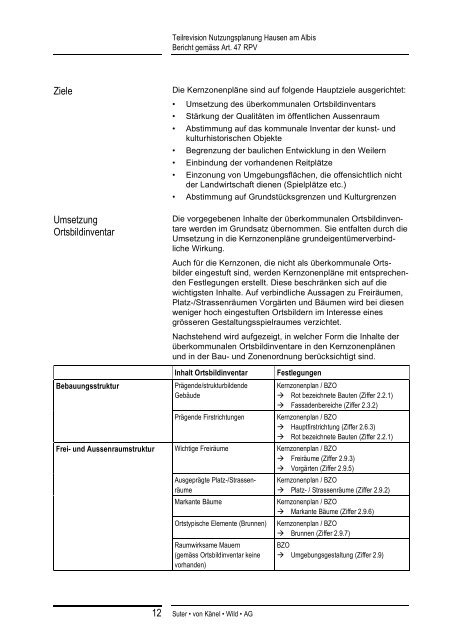 Bericht gemÃƒÂ¤ss Art. 47 RPV - Gemeinde Hausen am Albis