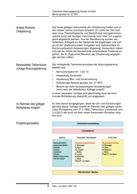 Bericht gemÃƒÂ¤ss Art. 47 RPV - Gemeinde Hausen am Albis