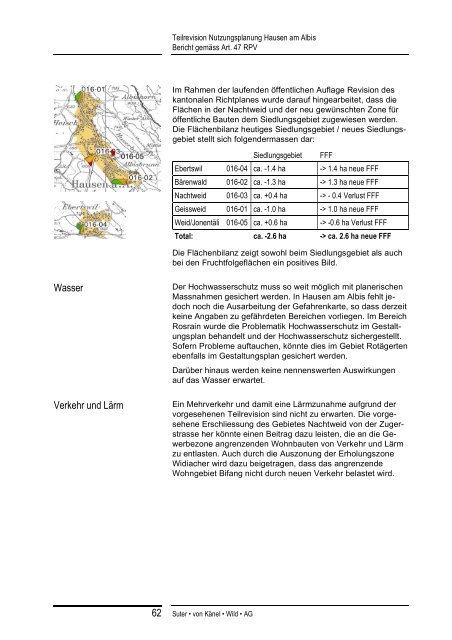 Bericht gemÃƒÂ¤ss Art. 47 RPV - Gemeinde Hausen am Albis