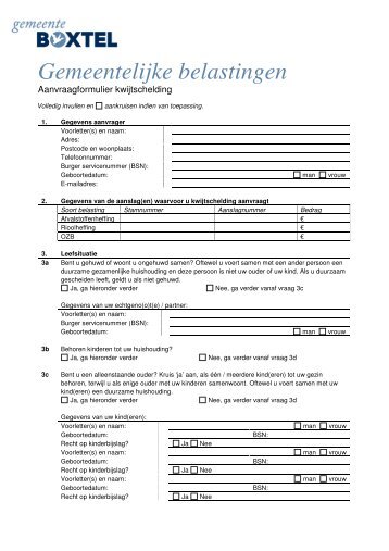 Kwijtschelding belastingen - Gemeente Boxtel