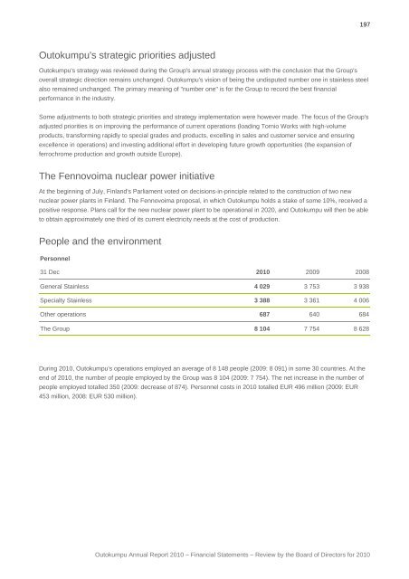 Annual Report 2010 - Outokumpu