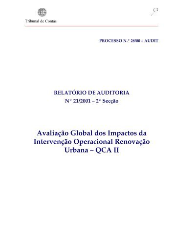 RelatÃ³rio de Auditoria nÂº 21/2001 - Tribunal de Contas