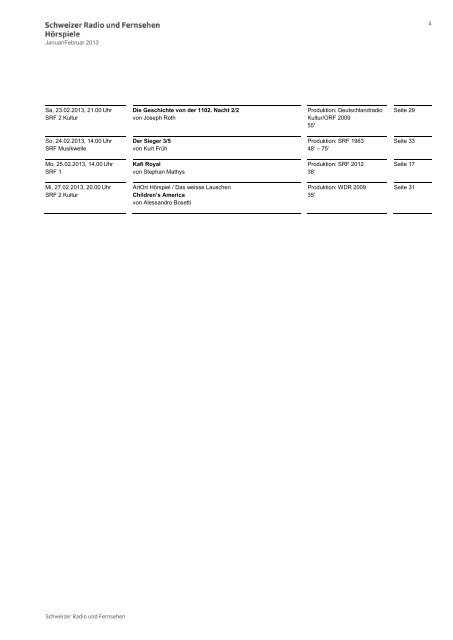 Januar/Februar 2013 - Schweizer Radio und Fernsehen