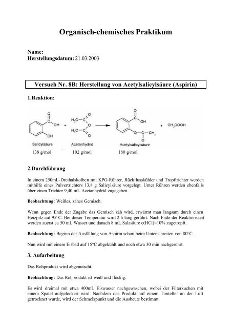 Organisch-chemisches Praktikum