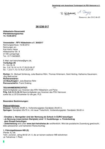 Ausschreibung (PDF) - Turnierauskunft