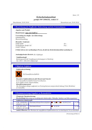 Sicherheitsdatenblatt AquaActiv SediFree - Koi