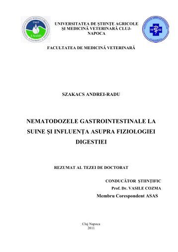 Rezumatul tezei de doctorat Szakacs Andrei - USAMV Cluj-Napoca