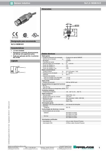 1 Sensor indutivo NJ1 5-18GM-N-D - Pepperl+Fuchs