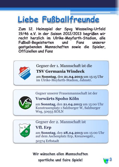 Heft Nr. 12 - Spvg Wesseling-Urfeld 19/46 eV