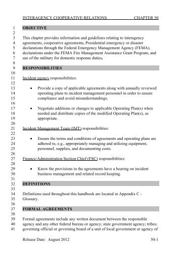 Chapter 50 - Interagency Cooperative Relations