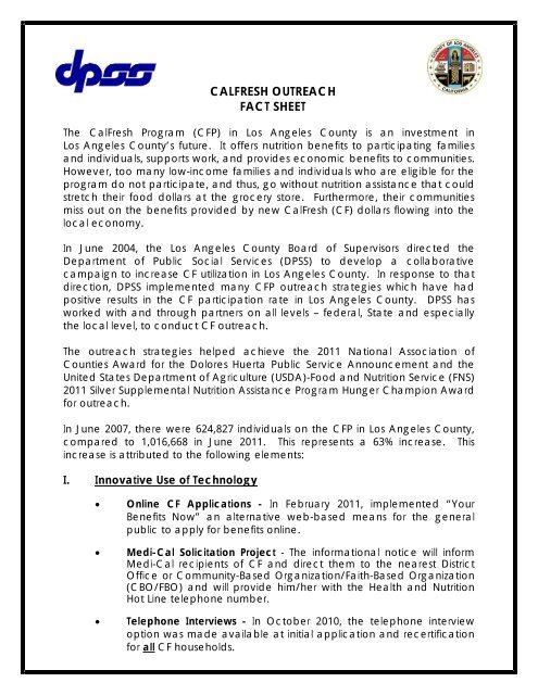 calfresh outreach fact sheet - Department of Public Social Services