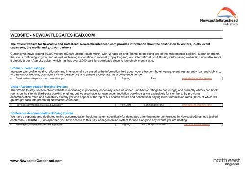 MARKETING OPPORTUNITIES - Newcastle Gateshead