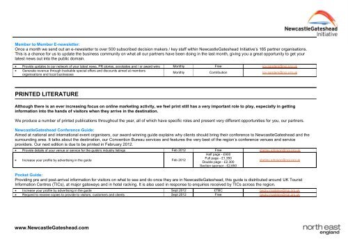 MARKETING OPPORTUNITIES - Newcastle Gateshead