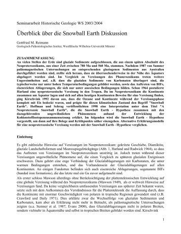 Überblick über die Snowball Earth Diskussion