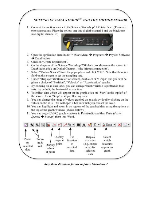 Instructions for Data Studio and Motion sensors