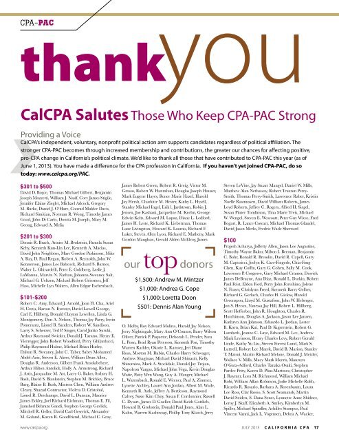 Thanking CPA-PAC Donors