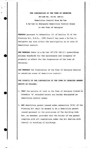 1992 Georgina - Council Bylaws - Town of Georgina