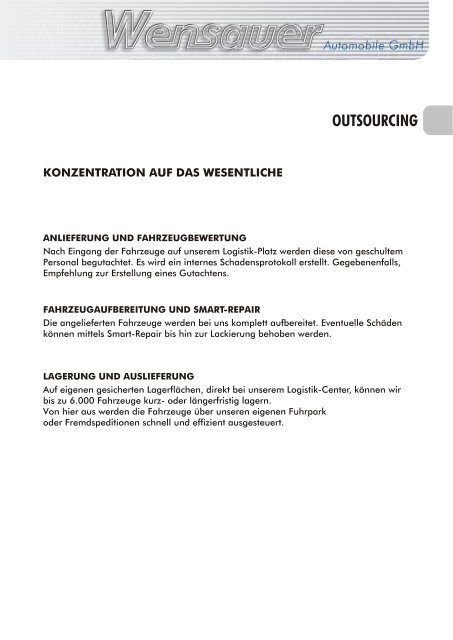 konzentration auf das wesentliche - Wensauer Automobile GmbH