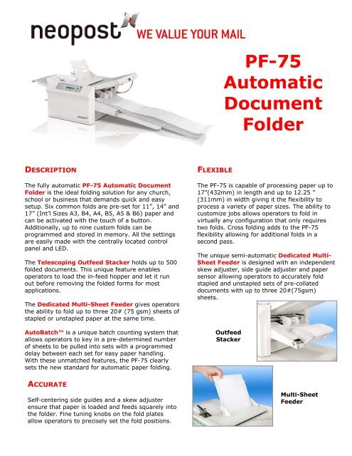 PF-75 Automatic Document Folder