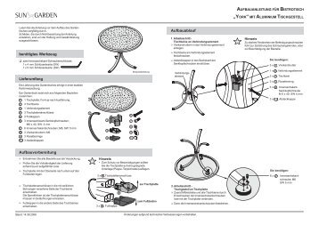 Aufbauanleitung für Bistrotisch "Newcastle", D, GB - SUN GARDEN ...