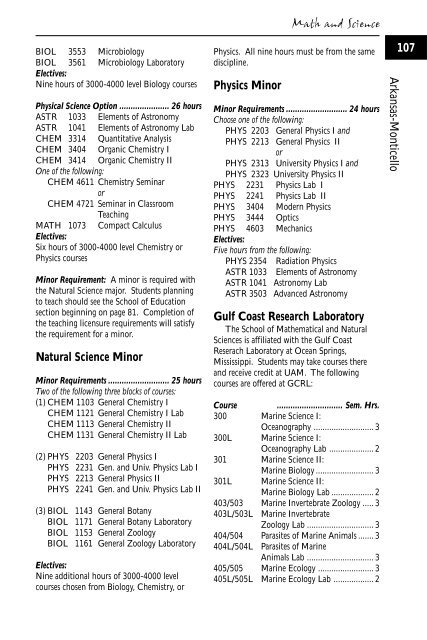 2001-2003 Catalog - University of Arkansas at Monticello