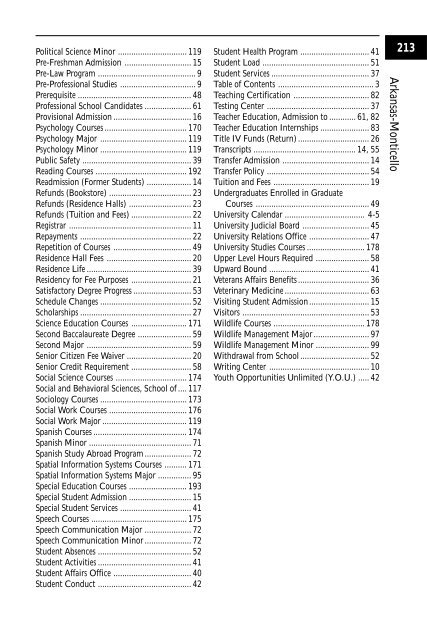 2001-2003 Catalog - University of Arkansas at Monticello