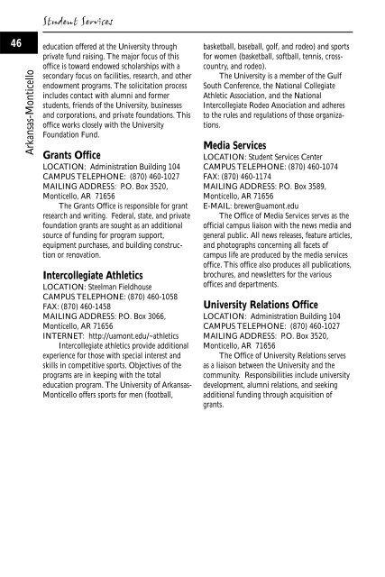 2001-2003 Catalog - University of Arkansas at Monticello