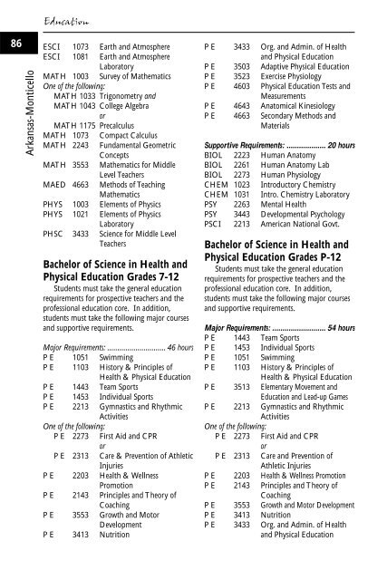 2001-2003 Catalog - University of Arkansas at Monticello