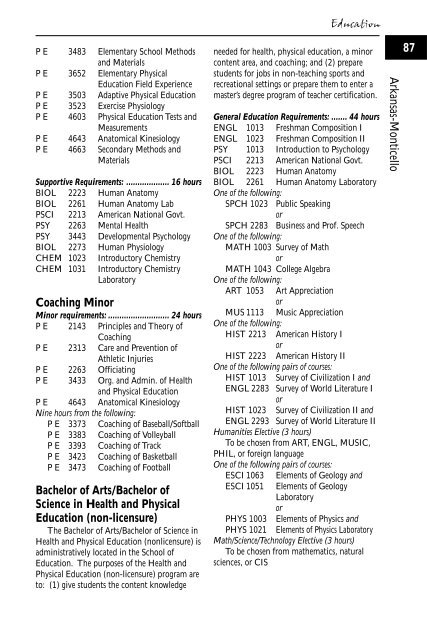 2001-2003 Catalog - University of Arkansas at Monticello