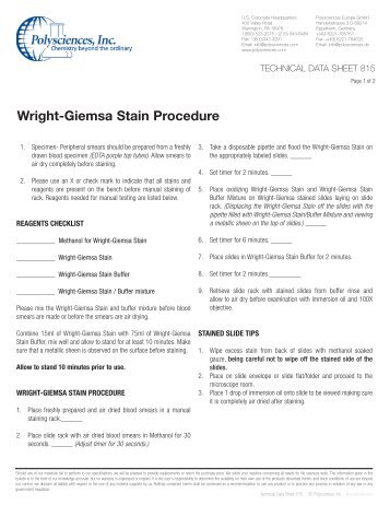 Wright-Giemsa Stain Procedure - Polysciences, Inc.