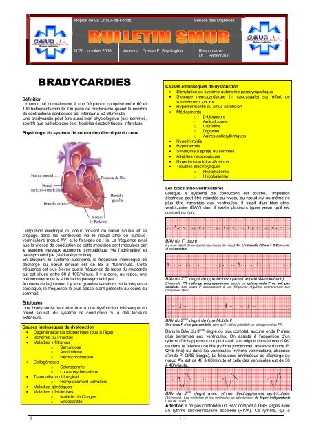 Bulletin SMUR NÃ‚Â°30, bradycardies - Swissrescue